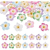Cheriswelry 28Pcs Flower Charms Resin Pendants for Jewelry Making 3D Plumeria Flower Dangle Earring Charms 34-35mm for Necklace Bracelet DIY Crafts Summer Decoration