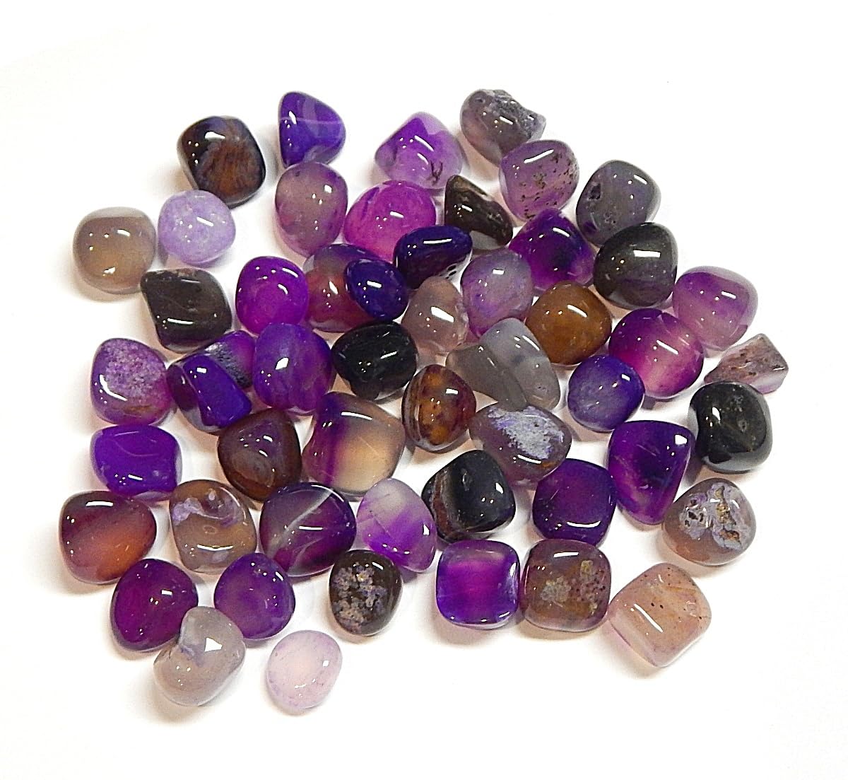 Pack of 50 Agate Gemstones Semi-Precious Stones Beads 9 mm ~ 15 mm Tumbled Stones Gemstone Semi-Precious Stone for Gemstone Game for Treasure Hunting and Decoration (Purple Purple)