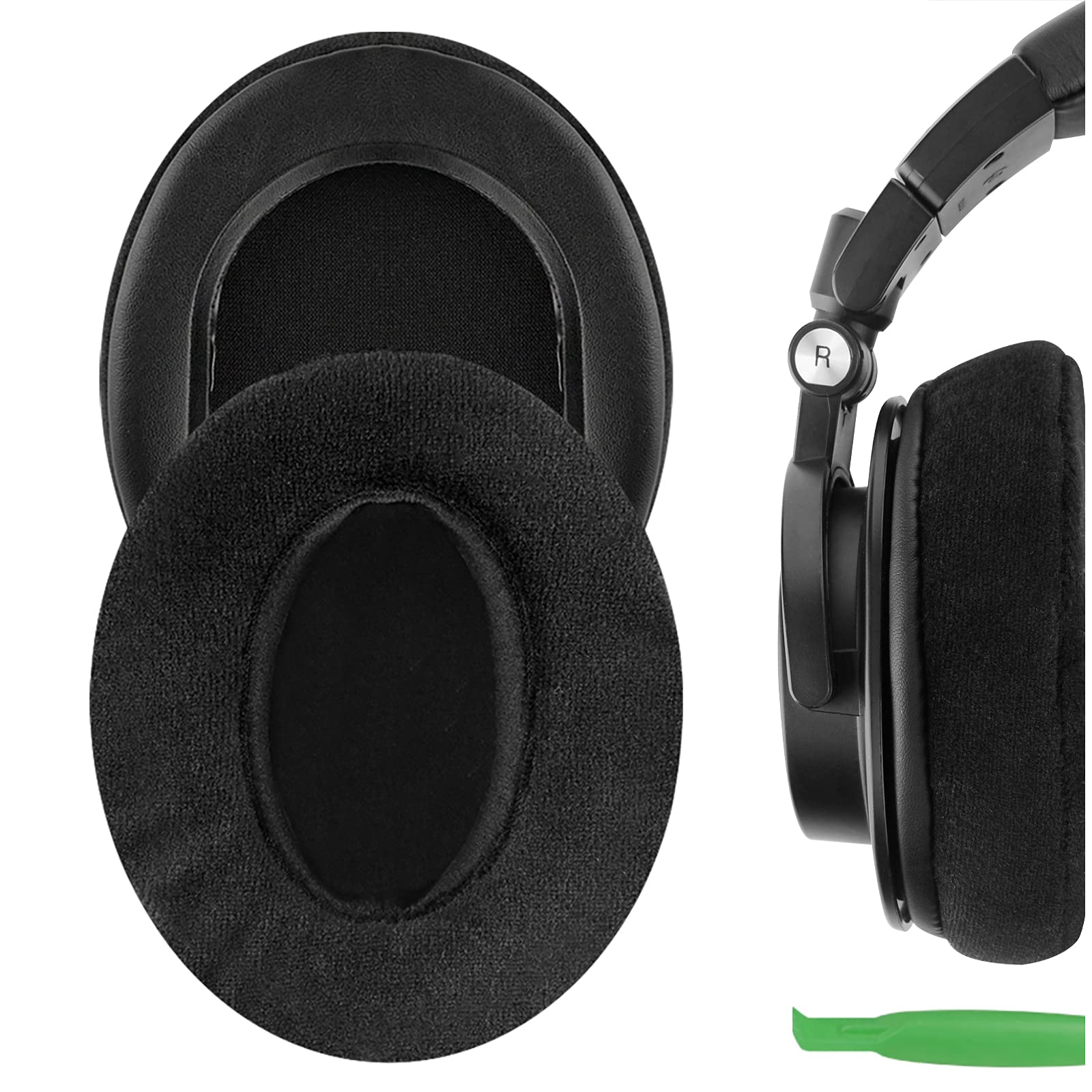 Geekria Comfort Velor Reemplazo de la oreja de reemplazo para audio-Technica ATH-M50X, ATH-M50XBT2, ATH-M40X, ATH-M30X, ATH-M20X, ATH-M10, cojines de oídos de los auriculares, piezas de reparación de cubierta de tierras auriculares (negro)