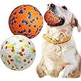 Petcare 2 Pack Dog Balls Toys for Aggressive Chewers Indestructible Tennis Balls for Medium Large Dogs Water Toy Chew Ball Tough Durable Big Dog Toys Bouncing Ball for Dogs to Fetch, Orange+White
