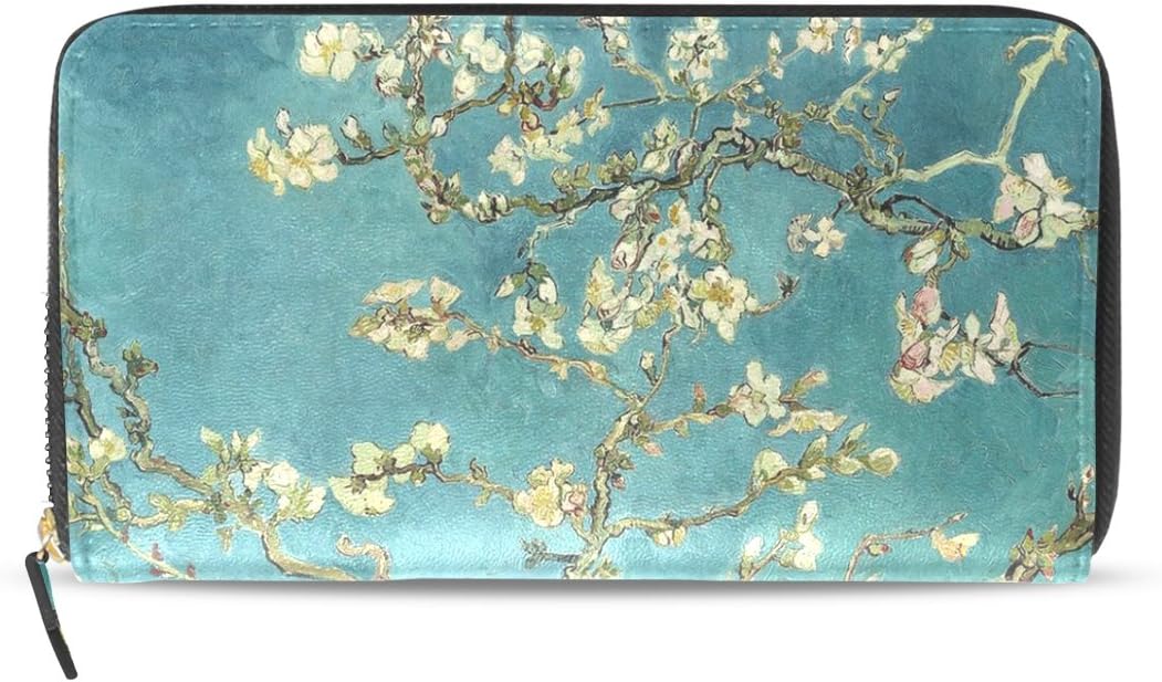 Womens Van Gogh Almond Pattern Long Wallet & Purse Case Card Holder