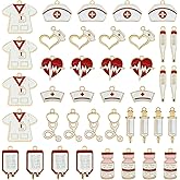 MEDIHOOL 40Pcs Enamel Medical Charms Set, 10 Style Red Doctors Nurses Themed Alloy Pendants Professional Gift Accessories DIY Necklace Bracelet Craft Art Accessories