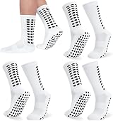 Zuimei 3 Pairs Football Grip Socks Men Anti-Slip White Blue Black