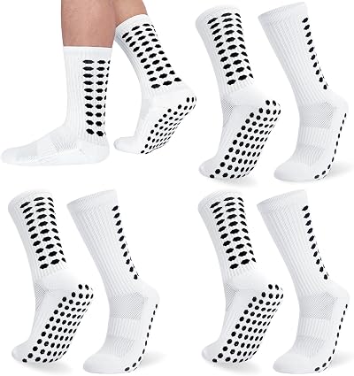 Zuimei 3 Pairs Football Grip Socks Men Anti-Slip White Blue Black