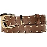 Asaloy Women's Studded Leather Belts,Adjustable Womens Belts,Suitable for Jeans and Dresses Punk Belt,Length 105cm/116cm