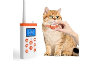 2-in-1 Cat Shock Collar with Remote, Shock Collar for Cats with Beep Vibration Shock & Auto Stop Meowing 4 Modes, 2300ft Cat 