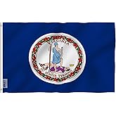 Anley Fly Breeze 3x5 Foot Virginia State Polyester Flag - Vivid Color and Fade proof - Canvas Header and Double Stitched - Virginia VA State Flags with Brass Grommets 3 X 5 Ft