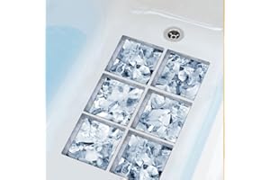 ChezMax Bath Treads Stickers Ice Cubes Pattern Square 3D Adhesive Anti Slip Tub Tattoos Safety Decals Mat Waterproof Shower Tub Sticker Bathtub Appliques for Bath Pools Home Decor 6 Pcs 5.9" X 5.9"