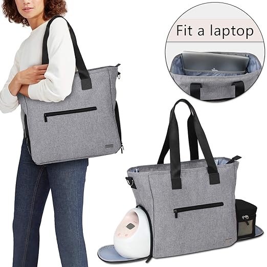 Teamoy Milchpumpentasche Aufbewahrungstasche Fur Brustpumpe Und Kuhltasche Laptop Bis Zu 14 Zoll Und Mehr Perfekt Fur Berufstatige Mutter Unterwegs Hellgrau Amazon De Baby