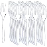 Liacere 360Pcs Clear Plastic Forks -Disposable Plastic Forks BPA-Free, 6.7-inch Heavy Duty Clear Disposable Cutlery, Suitable for Parties and Restaurants, Perfection at the Tip of Your Fork
