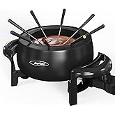 Sunvivi Electric Fondue Pot Set for Melting Chocolate Cheese, 3 Quart Fondue Set with Adjustable Temperature Control and 8 Color-Coded Forks, 1000W Non-Stick Fondue Maker for Dessert, Oil and Broth