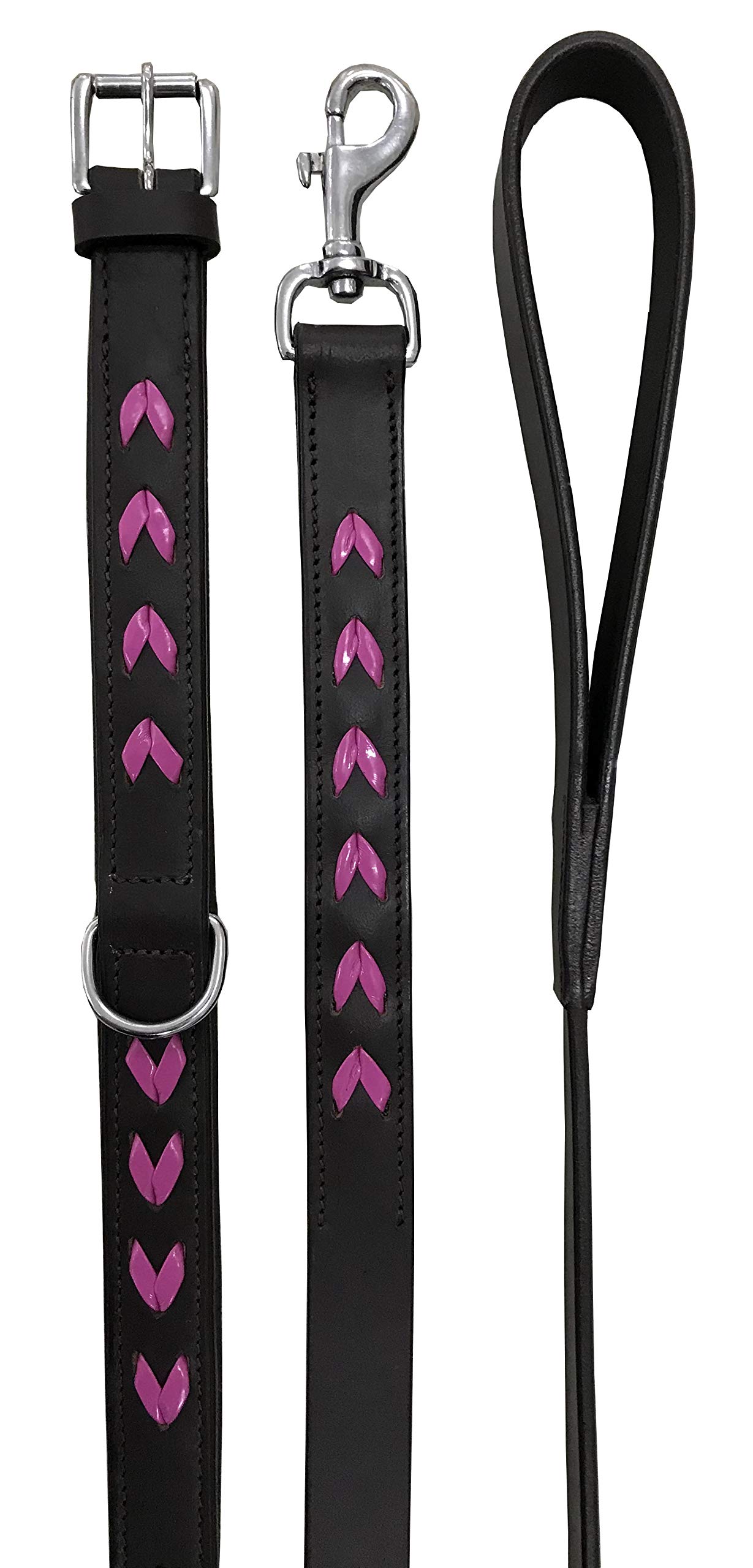 BRADLEY CROMPTON Genuine Leather Matching Pair Dog Collar and Lead Set S