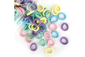 BAOLI 200PCS Baby Girl Hair Ties for Todder Girls, Mini Hair Bands No Damage, Soft Kids Hair Ties Elastics Ponytail Holders, 1 Inch in Diameter, 5 Colors