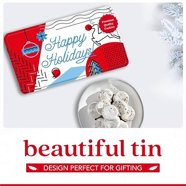 DAVID’S COOKIES WINTER WONDERLAND BUTTER PECAN MELTAWAY TIN – DELICIOUS WITH CRUNCHY PECANS – SOFT & MELT IN YOUR MOUTH FLAVORFUL SNACK, GOURMET HOLIDAY FOOD GIFT BASKET 16OZ