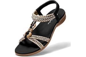 Littleplum Womens Sandals Arch Support Summer Flat Slides Ankle Elastic Walking Shoes Braided Beach Dressy Sandals for Women