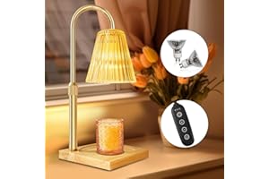 LOMESION Candle Warmer Lamp, Electric Candle Warmers with 2 Bulbs, Timer & Dimmer and Adjustable Height, Romantic Retro Home Room Decor, Valentines Day Gifts for Mom Women-Amber
