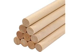 Lugailly Wooden Dowel Rods Wood Dowels for Crafting 5/8 x 12 Inch, 10 PCS Round Wooden Sticks for Macrame Crafts and DIYers, 