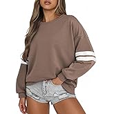 Acelitt Women Casual Long Sleeve Crewneck Color Block Sweatshirts Pullover,S-XXL