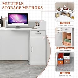 LSZMXI Modern Reception Desk with Drawer & Open