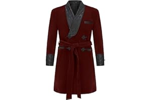 Apornipal Men's Long Velvet Smoking Robe Double Breasted Jacket Blazer with Belt for Dinner Wedding Party
