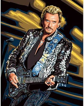 Diy Rond 5d Plein Diamant Peinture Johnny Hallyday Guitare Strass Metiers De Broderie 20x30cm Amazon Fr Cuisine Maison
