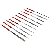 SE 73810DF 10-Piece Mini Diamond Needle File Set, 150 Grit - Assorted Shapes, 3-1/4" Length - Ideal for Jewelers, Wood, Stone, Glass, Gemstones