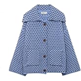 chouyatou Women's Vintage Lapel Plaid Cardigans Button Down Chunky Knit Cardigan Sweater Jacket Coat with Pockets