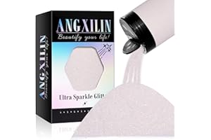 ANGXILIN High Capacity 260g Iridescent Fine Glitter,Shaker Bottle Fine Glitter for Epoxy Resin DIY Craft,Rainbow Fine Glitter for Nail Art Face Body Glitter Tumbler Making (Iri mix white)
