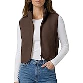 Polomitas Womens Cropped Fleece Vest Sherpa Vest Warm Fuzzy Fall Jacket Sleeveless Zip Up Waistcoat with Pockets