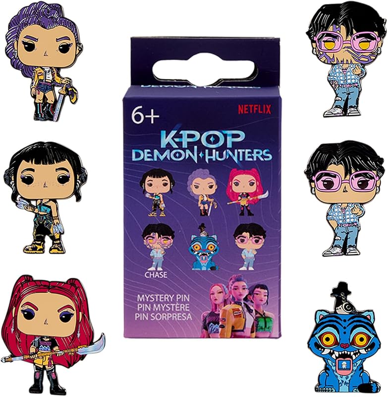 Loungefly Blind Box Pins: KPop Demon Hunters - 1 of 6 to collect - Mystery Pins - Styles may vary - Rumi, Zoey, Mira, Derpy, Jinu with Chase (Glowing Demon Marks)