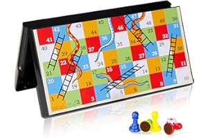 KIDAMI Magnetic Snakes and Ladders Game Set with Storage Box, Folding Design and Light-Weight, Gift for Kids and Adults.