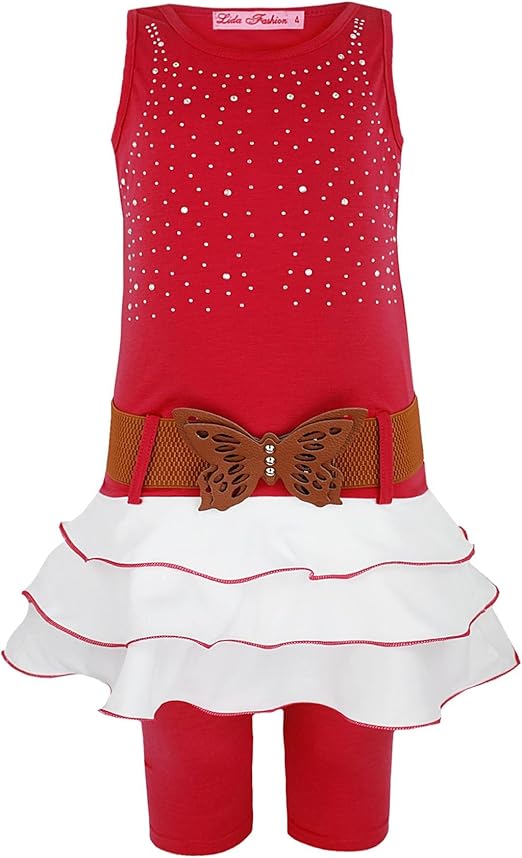 Girls Dress & Leggings Set L04 in Red 12 Years Amazon.co.uk Clothing
