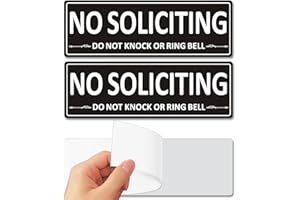 i-CowFun (2 Pack) Metal Self-Adhesive No Soliciting Sign for Front Door, 7.5" x 2.5" Heavy-duty No Soliciting Sign for House, Do Not Knock or Ring Bell, Aluminum, for Business, Home, Office, Window