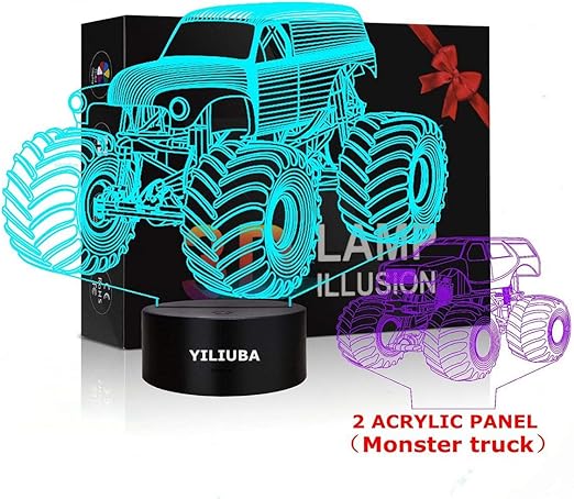 Night Light Led Lamp 3d Illusion Monster Car Monster Truck