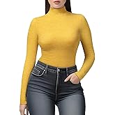 YumiDay Women's Thermal Mock Turtleneck Sweaters, High Neck Long Sleeve Shirt Ribbed Baselayer Top Stretchy Undershirt
