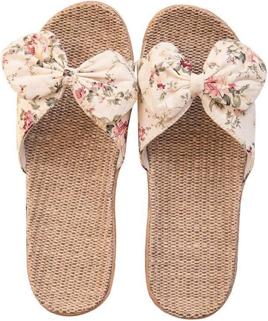 slipper shoes amazon on Amazon Com Dongxiehys Women S Flax Bohemia Bowknot Beach Flip Flops Casual Open Toe Sandals Cute Slipper Shoes Clothing