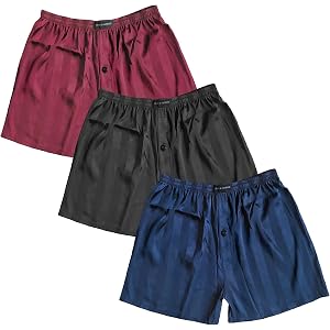 Mens Satin Boxer Shorts, Silk Feeling Sleep Shorts Brief Underwear Pack