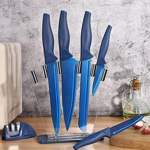 Blue piece Kitchen Knife Sets, Knife Block Stainless Steel with