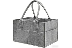 Diaper Caddy Organizer for Changing Table, Nursery Storage Bin Basket with Handle, Felt Diaper Organizer Suitable for Indoor 