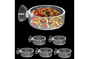 KKONHII Aquarium Shrimp Feeder Dish with Suction Glass Fish Tank Feeding Bowls, Round Clear Dishes Tray, Non-Toxic, Safe, Dense, Smooth, Long-Term Use, 6 Pieces