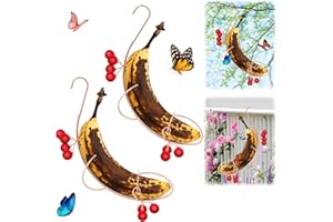 NIUYOU Hanging Butterfly Banana Feeder,Butterfly Banana Hammock Garden Decor and Butterfly Garden Decor for Outside,Butterfly Banana Holder,Butterfly House for Butterflies, Bees and Birds (2PCS)