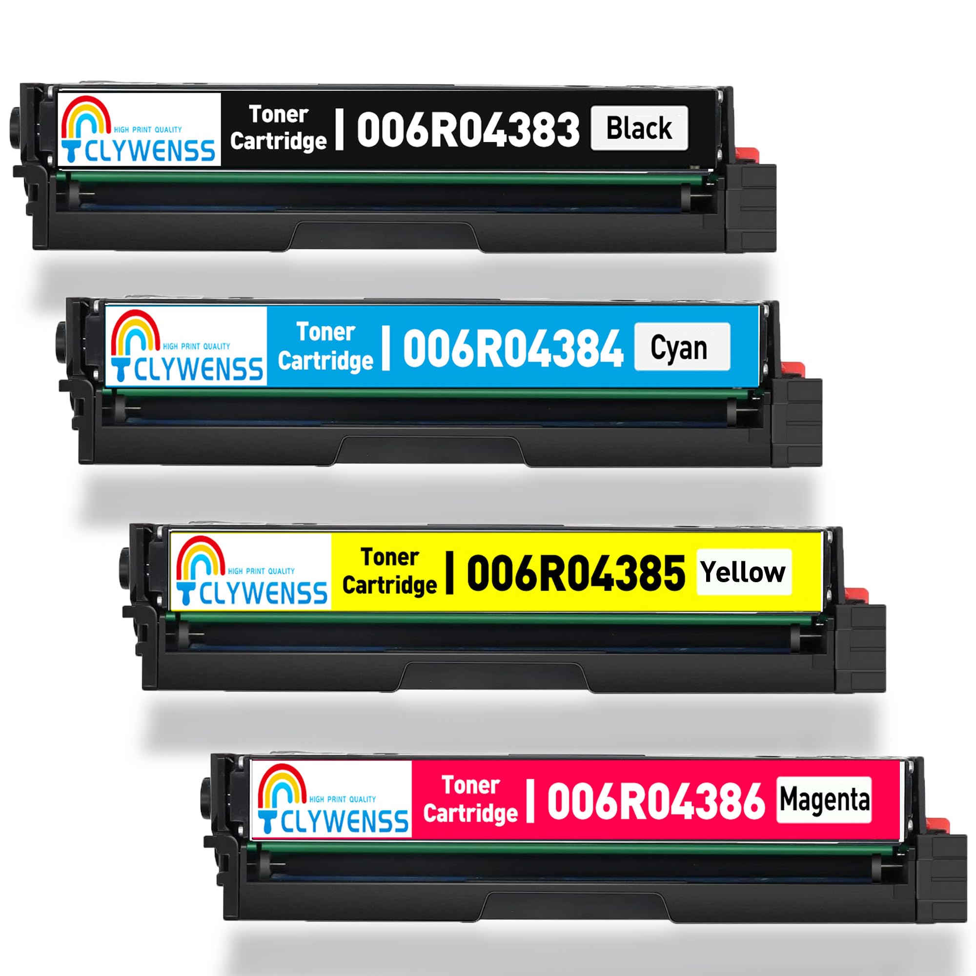 Photo 1 of CLYWENSS C230 C235 C225 Toner Cartridge with Chip Works with Xerox C230/DNI C235/DNI Color Printer Replacement for Xerox 006R04383 006R04384 006R04385 006R04386 Toner (BK/C/M/Y, 4-Pack)