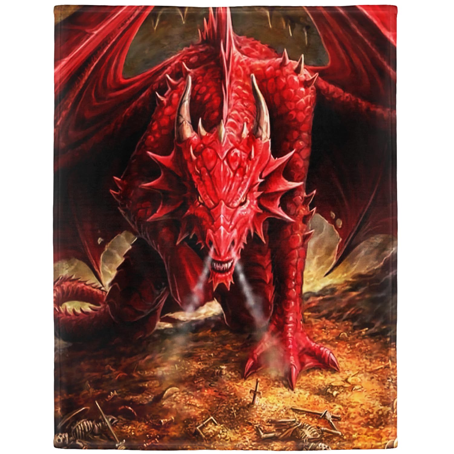 YISUMEI - Soft Fleece Blanket - Creative Red Fire Dragon,100 x 150 cm Throw Suitable for Bed or Sofa