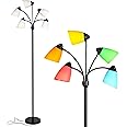 Brightech Medusa LED Floor Lamp – Multi-Head Dimmable Floor Lamp for Living Rooms & Offices – Tall Lamp with Interchangeable Shades, Adjustable Standing Lamp for Bedroom Reading – Black