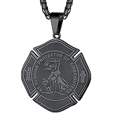 FaithHeart Saint Christopher/Florian/Sebastian Necklace for Men, Stainless Steel/18K Gold Plated St Christopher Necklaces Religious Amulet Pendant Christian Gifts for Men