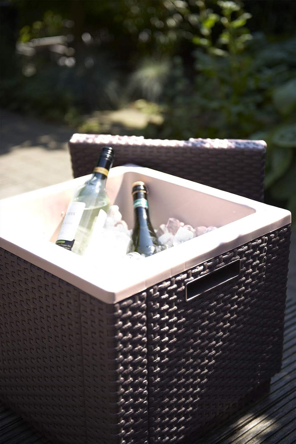 KETER Ice Cube Beer and Wine Cooler Table Perfect for Your Patio, Picnic, and Beach Accessories, Brown : Garden & Outdoor