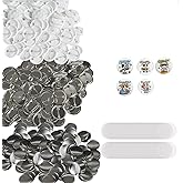 VEVOR 500 Sets 1.25 inch 32mm Pin Back Button Parts, DIY Round Button Badge Parts, Set Includes Metal Top, Plastic/Metal Butt