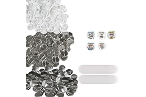 VEVOR 500 Sets 1.25 inch 32mm Pin Back Button Parts, DIY Round Button Badge Parts, Set Includes Metal Top, Plastic/Metal Butt