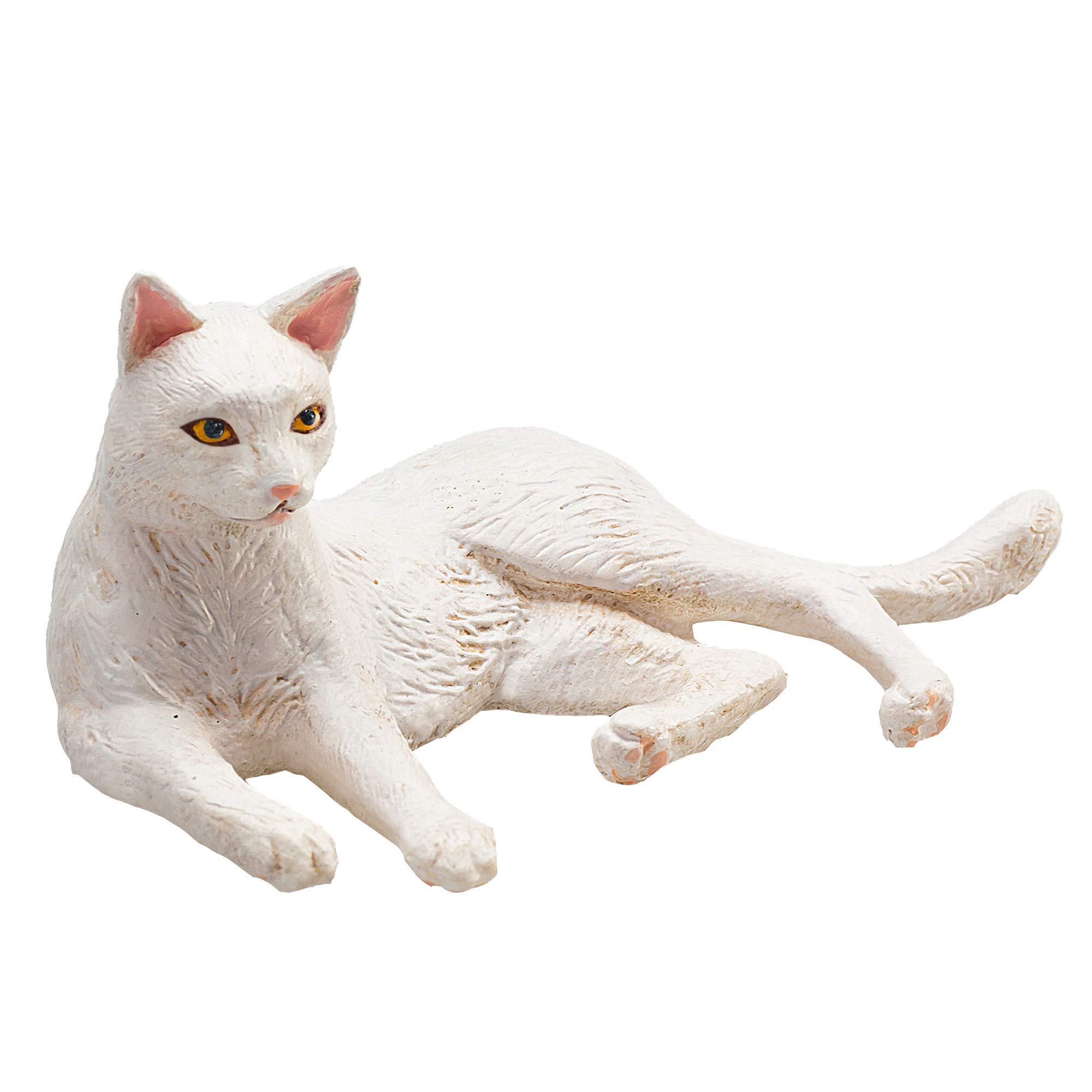 MOJO Cat Lying White Pet Farm Animal Model Toy Figure