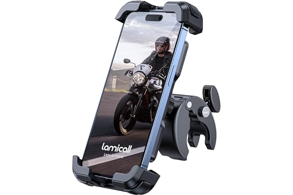 Lamicall Motorcycle Phone Mount Holder - Cell Phone Bike Holder, Adjustable Bicycle Scooter Handlebar Phone Cradle Clip for i